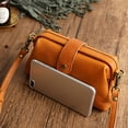 thumbnail image 4 of FitBest New Leather Small Mouth Gold Satchel Single Shoulder Messenger Bag, 4 of 7