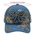 thumbnail image 2 of 3D Ocean Creatures Embroidery Cap, Adjustable Cotton Baseball Cap, Raised Embroidered Sea Animal Hat for Beach Travel(Octopus), 2 of 3