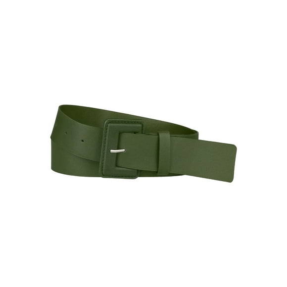 Cinturones Pura para Damas Talla Grande INSPIRE CHIC, Cinturón de Hebilla Rectangular Ajustable de Cintura Ancha para Vestido 27.95-34.25" Verde