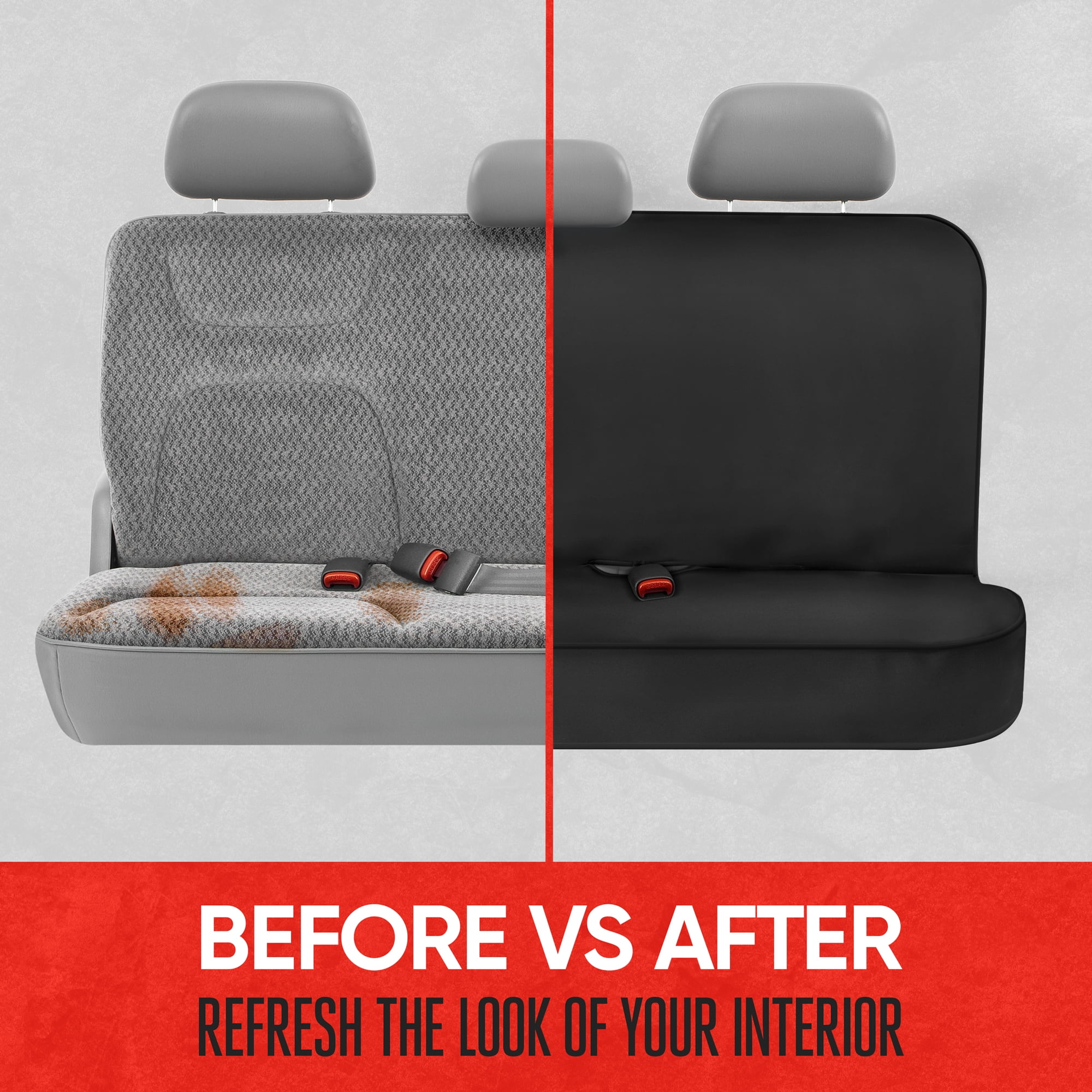 Motor Trend AquaShield Waterproof Rear Split Bench Seat Covers for Trucks Rear Seat Cover Only - Black Car Seat Covers, Back Seat Covers Only - Durable Neoprene Spill Resistant for Kids & Dogs