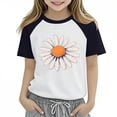 thumbnail image 2 of Zpanxa T-Shirts pour Tout-Petites Fille Été Imprimé Col Rond Manches Courtes Blouse d'École T-Shirt Imprimé avec Polyester Spandex 9 Ans, 2 of 4