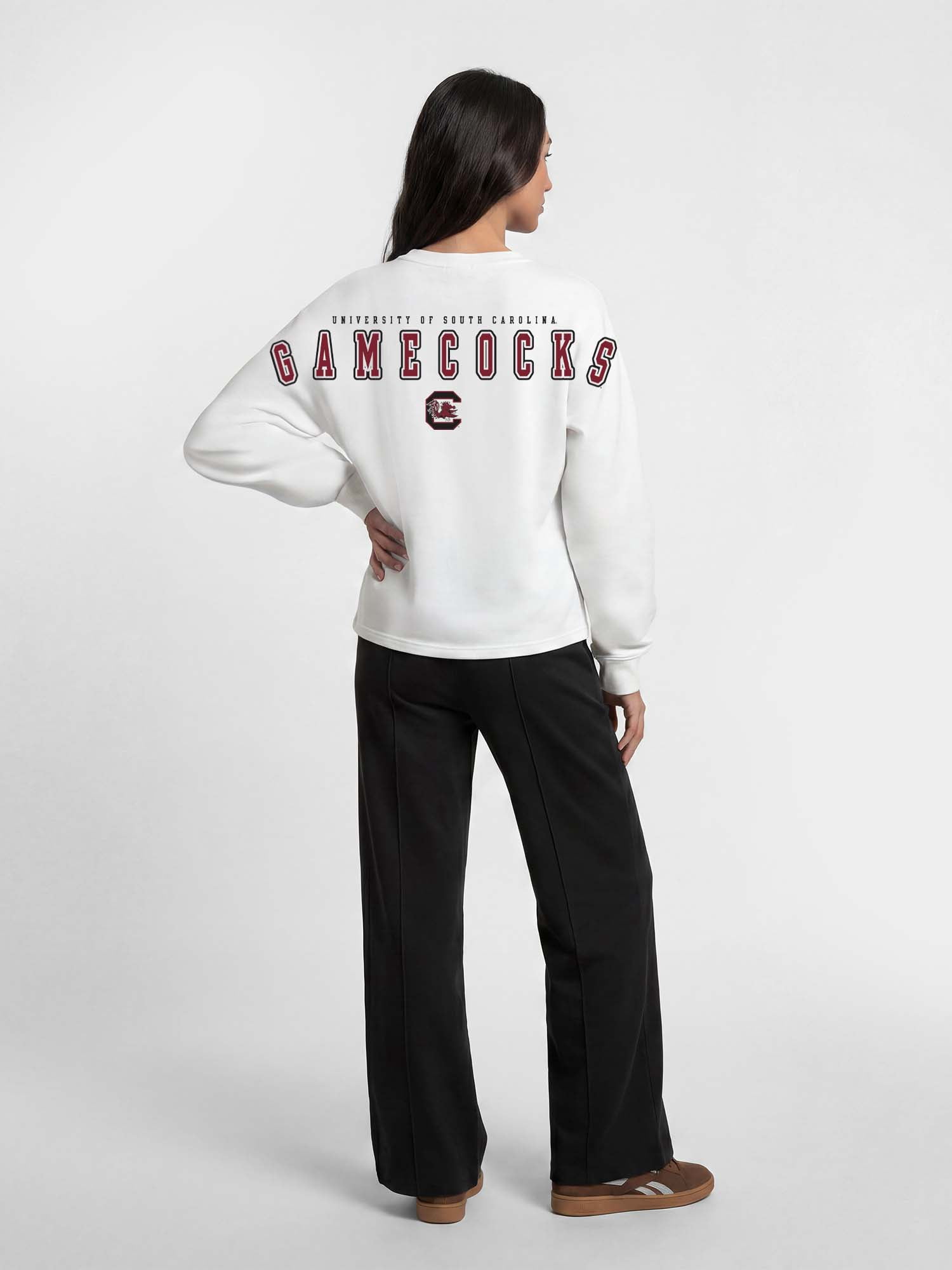 South Carolina Gamecocks Reebok Womens White Heavyweight Cotton Long Sleeve Pullover