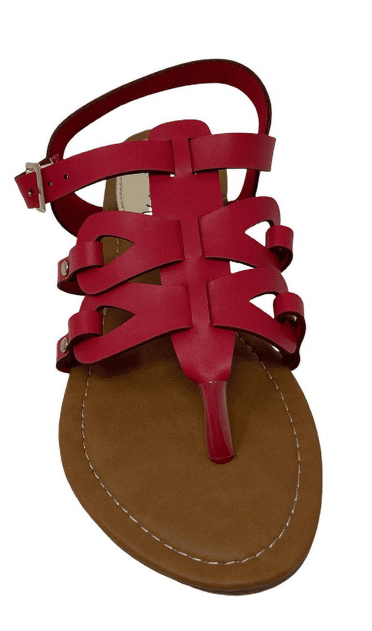 Victoria K Women's Gladiator Style Multi Loops With Double Crossover Sandals