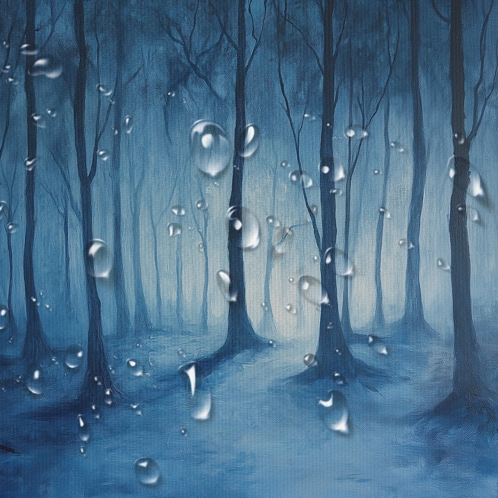 5X3ft Haunted Mist Forest Backdrop Mysterious Foggy Dark Forest Creepy Scene Scary Trees Foggy Woods Twilight Misty Camping Themed Oil painting style Photography Backdrop Studio Props