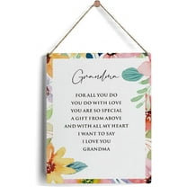 8x10 Inch Grandma Sign Gifts, Rustic Floral Grandma I Love You Wooden Signs For Mother'S Day Birthday Wood Plaque Hanging Sign Home Decor