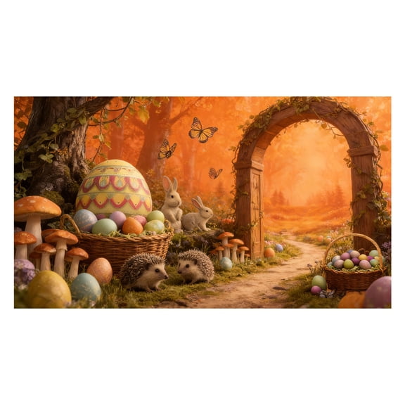 Easter Rabbit Garage Door Cover, Pastel Spring Decor with Colorful Eggs, Easter Garage Door Decor Banner Holiday Outdoor Decorations for Easter Celebration