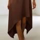 thumbnail image 5 of Vestido de Manga 3/4 para las Mujeres Color Sólido Suelto Lino Irregular Doblado, Casual Cuarto de Manga Vestido para las Mujeres Cuello Redondo Verano Confort Superior, 5 of 7