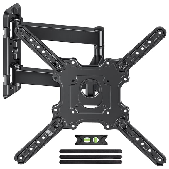 MountLiving Full Motion TV Wall Mount for 26-65 inch TVs, Single Stud Corner Bracket with Swivel & Tilt, Max VESA 400x400mm, 77 lbs Capacity