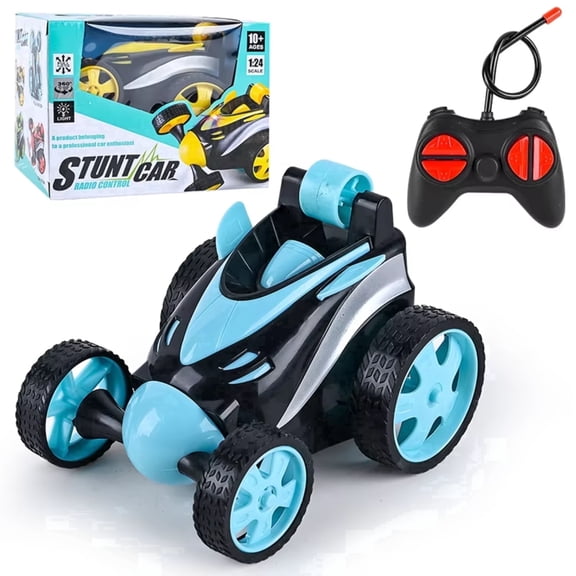 Remote Control Stunt Car, 4WD RC Crawler with 360° Flips and LED Lights, All Terrain off-Road Toy for Kids Ages 3-12, Blue