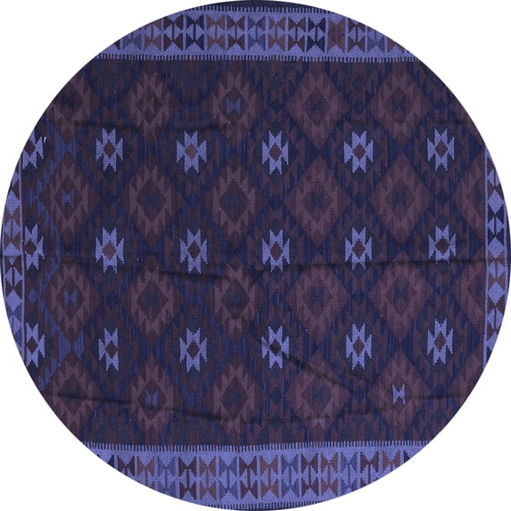 Ahgly Company Indoor Round Southwestern Blue Country Area Rugs, 6' Round
