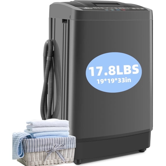 Adnoom Portable Washing Machine, 17.8lbs Dryer & Washer Combo, 10 Programs 8 Water Level Fully Automatic Washing Machine for Dorm, Apartments, Home