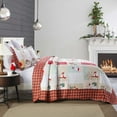 thumbnail image 3 of MarCielo 3-Piece Christmas Holiday Red Polyester Quilt Set Bedding, Queen, 3 of 5
