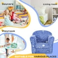 thumbnail image 5 of Qaba Kids Sofa Chair, Toddler Sofa w/ Glow in the Dark Star Design & Wooden Frame, Upholstered Baby Sofa for 18-36 Months, Blue, 5 of 9