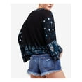 thumbnail image 2 of FREE PEOPLE $88 Womens New 1559 Black Medallion Printed Bell Sleeve Top XS B+B, 2 of 4