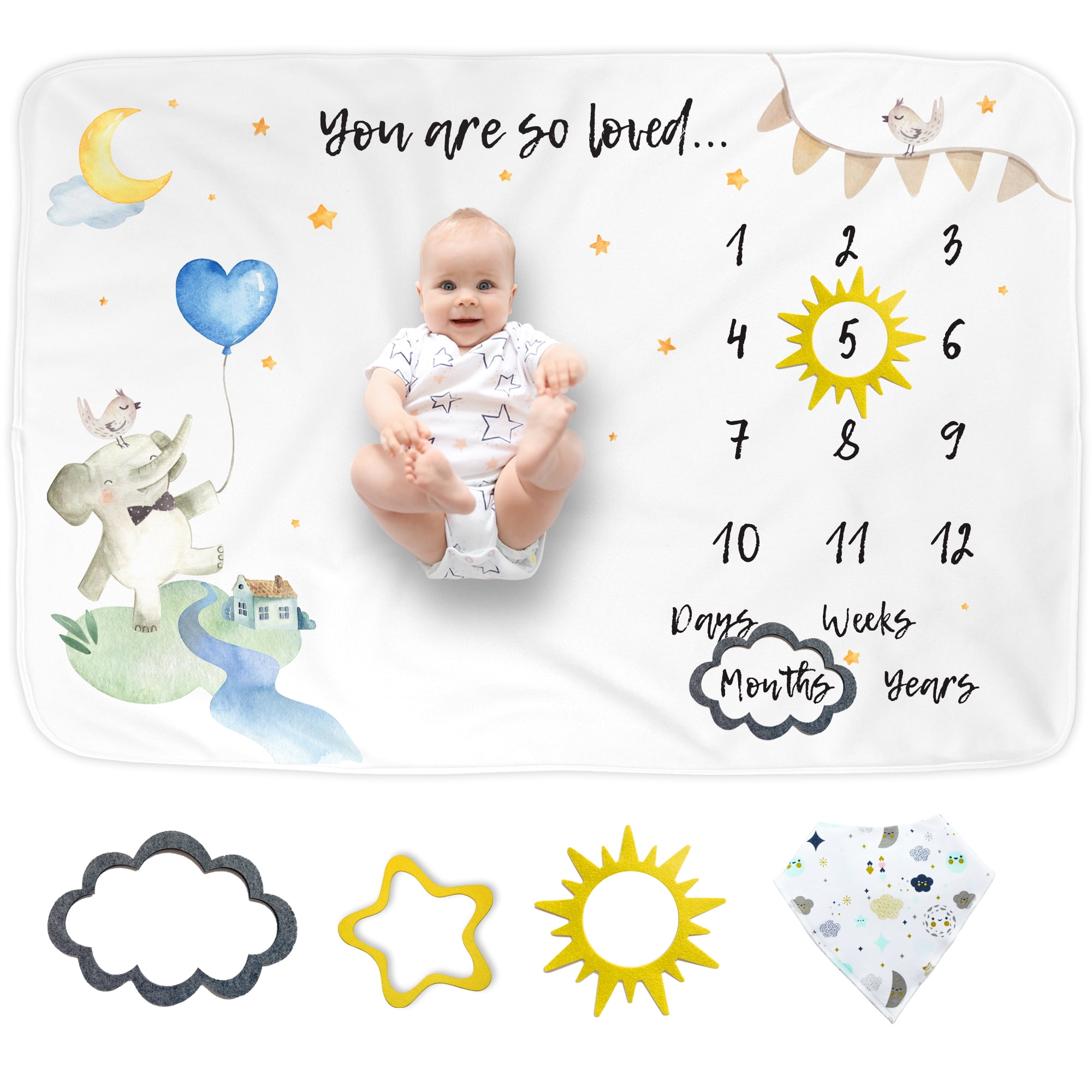 Luka&Lily Baby Monthly Milestone Blanket for Newborn Baby Shower, 60 x40
