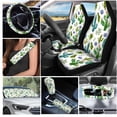 thumbnail image 2 of Yuyamidu Green Cactus Car Seat Cover Set 16 Pieces Steering Wheel Cover Seat Belt Strap Pads Sun Visor Car Coasters Wrist Key Chain Handbrake Gear Shift Knob Cover Chapstick Holder Keychain, 2 of 7
