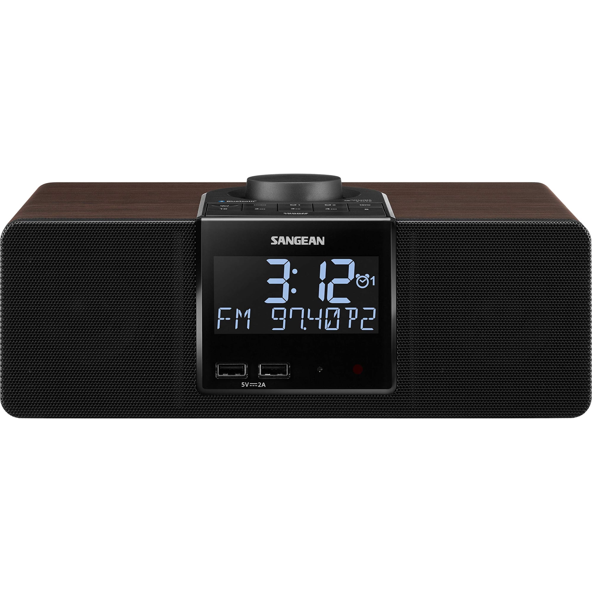 Sangean RCR-40 AM/FM Bluetooth Tabletop Wooden Clock Radio with Alarm and Sleep Timers