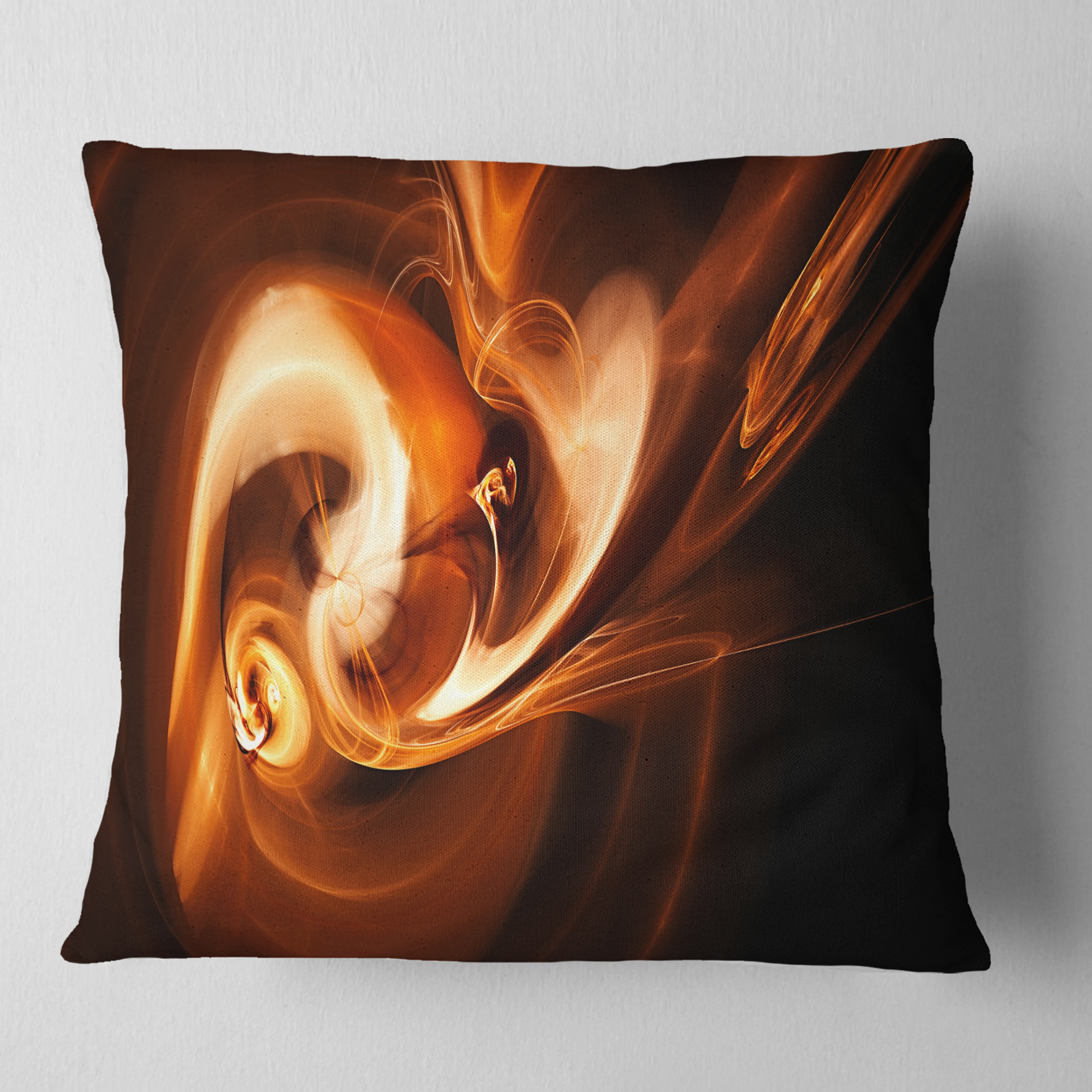Designart Fractal Smoke Texture Brown - Abstract Throw Pillow - 18x18