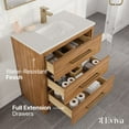 thumbnail image 3 of Eviva Curio 30"W x 18"D Walnut Bathroom Vanity with White Carrara Quartz Countertop and Undermount Porcelain Sink, 3 of 10
