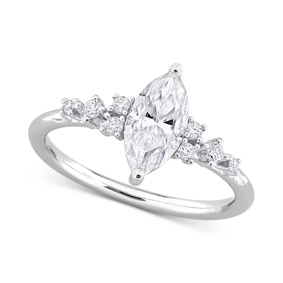 Marquise Cut Diamond Ring, Women Cluster Wedding Ring, Pave Set Diamond Engagement Ring, 2.2 Ct Simulated Diamond, 925 Sterling Silver