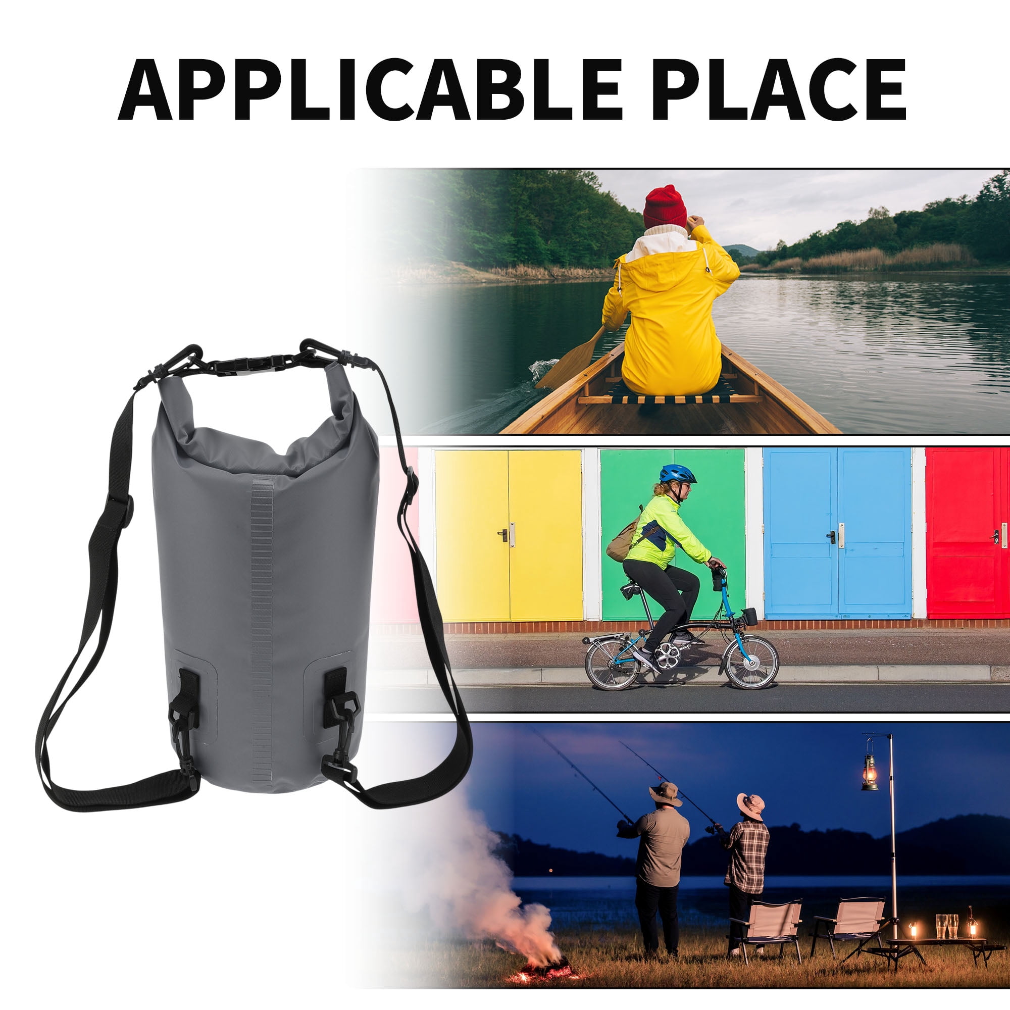 Unique Bargains Durable Waterproof Dry Bag Grey Pattern 2