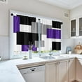 thumbnail image 2 of Purple Kitchen Curtains 36 Inch Length Dark Grey White Window Curtains Over Sink Set of 2, Modern Short Tier Curtain for Kitchen, Abstract Geometric Art Small Kitchen Decor 26x36 Inch, 2 of 6