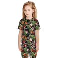 thumbnail image 2 of Picia Watercolor Tropical Flowers Printed Boys' Kids-PJ Snug Fit Cotton Short Sleeve Top and Shorts 2 Piece Pajama Set-X-Large, 2 of 9