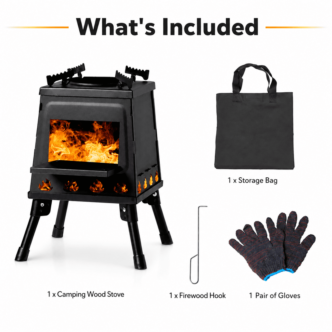 Alvantor Portable Wood Stove with Alloy Steel Body and Foldable Legs