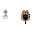 thumbnail image 1 of Reloj de pared con estatua de , figura decorativa de escritorio, adorno de gato de madera y resina acrílica, ideal para la oficina, el hogar, 1 of 8