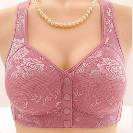 YEJIMAN Bras for Women Front Closure Bras Comfort Breathable Plus Size Daily Bras No Underwire Full Support  Pink Womens Underwear Seamless  Cotton Workout Underwear For Women