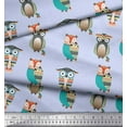 thumbnail image 2 of Soimoi Blue Rayon Fabric Owl Tribal Print Sewing Fabric Yard 56 Inch Wide, 2 of 3