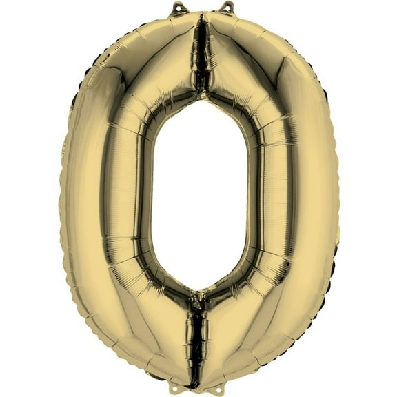 34 inch Number 0 - Anagram - White Gold Foil Mylar Balloon - Party Supplies Decorations