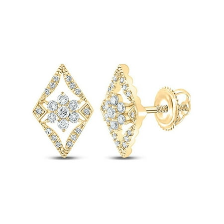 L U DIAMONDS 14k Yellow Gold Diamond Geometric Earrings 3/8 Ctw