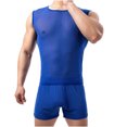 thumbnail image 1 of Hombres Casual cuello redondo manga corta cuello redondo pulóver ropa interior perspectiva transpirable sin mangas hombro ancho chaleco bóxer conjunto de calzoncillos Pompotops qyievc3088, 1 of 6