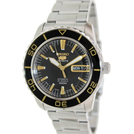 Seiko Men's 5 Automatic Black Face Stainless-Steel Self Wind Fashion Watch