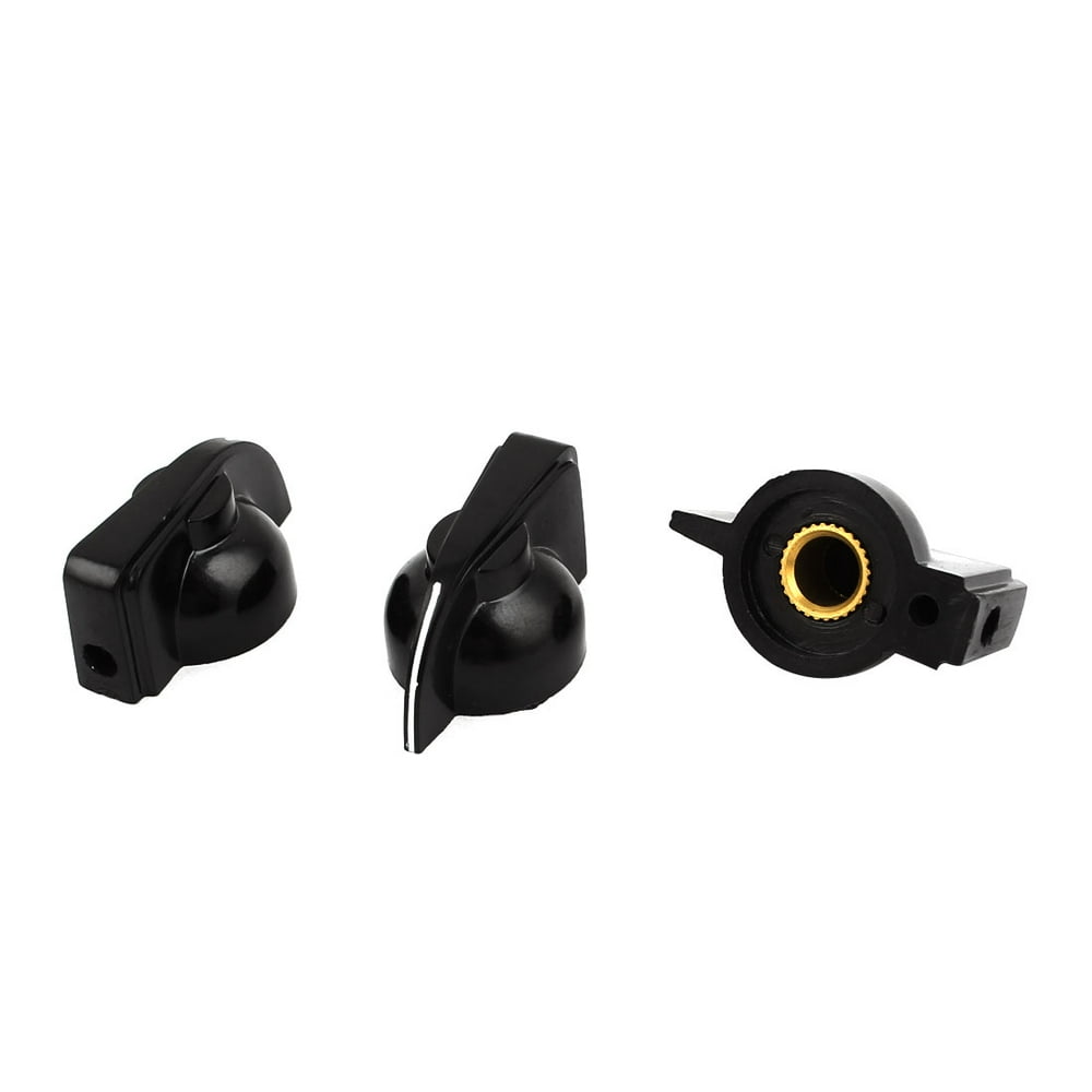 3 Pcs Black Plastic Rotary Switch Knobs Cpas 6mm Dia Shaft Hole