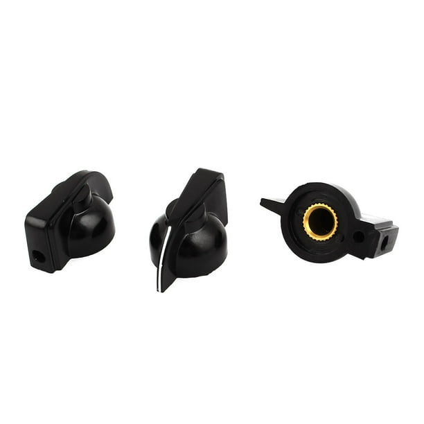 3 Pcs Black Plastic Rotary Switch Knobs Cpas 6mm Dia Shaft Hole