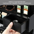 thumbnail image 3 of Key Holder for Wall, Elegant Wall-Mounted Mail Organizer with Storage Drawers & 6 Key Hooks, Pine Wood Luxury Black, 3 of 12
