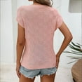thumbnail image 4 of Lovskoo 2024 Women's Cap Sleeve Sweater Shirts Casual Crewneck Knit Short Sleeve Tops Lightweight T Shirts with Pocket Pink L, 4 of 5