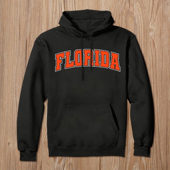 Hoodies for Women Black Ladies Florida Letter Hoodie Fall Winter Casual Streetwear Pullover Womens Sweatshirt L