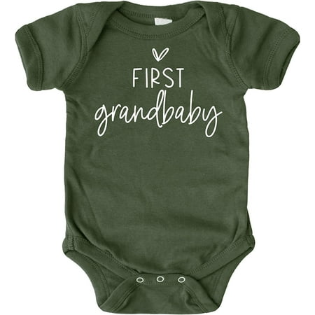First Grandbaby Infant Photoshoot and Pregnancy Reveal Bodysuit Outfit White on Military Green Bodysuit 6 Months