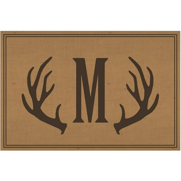 Brown Antlers Personalized Doormat