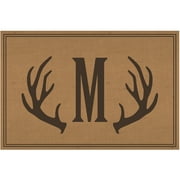 Angle View: Brown Antlers Personalized Doormat