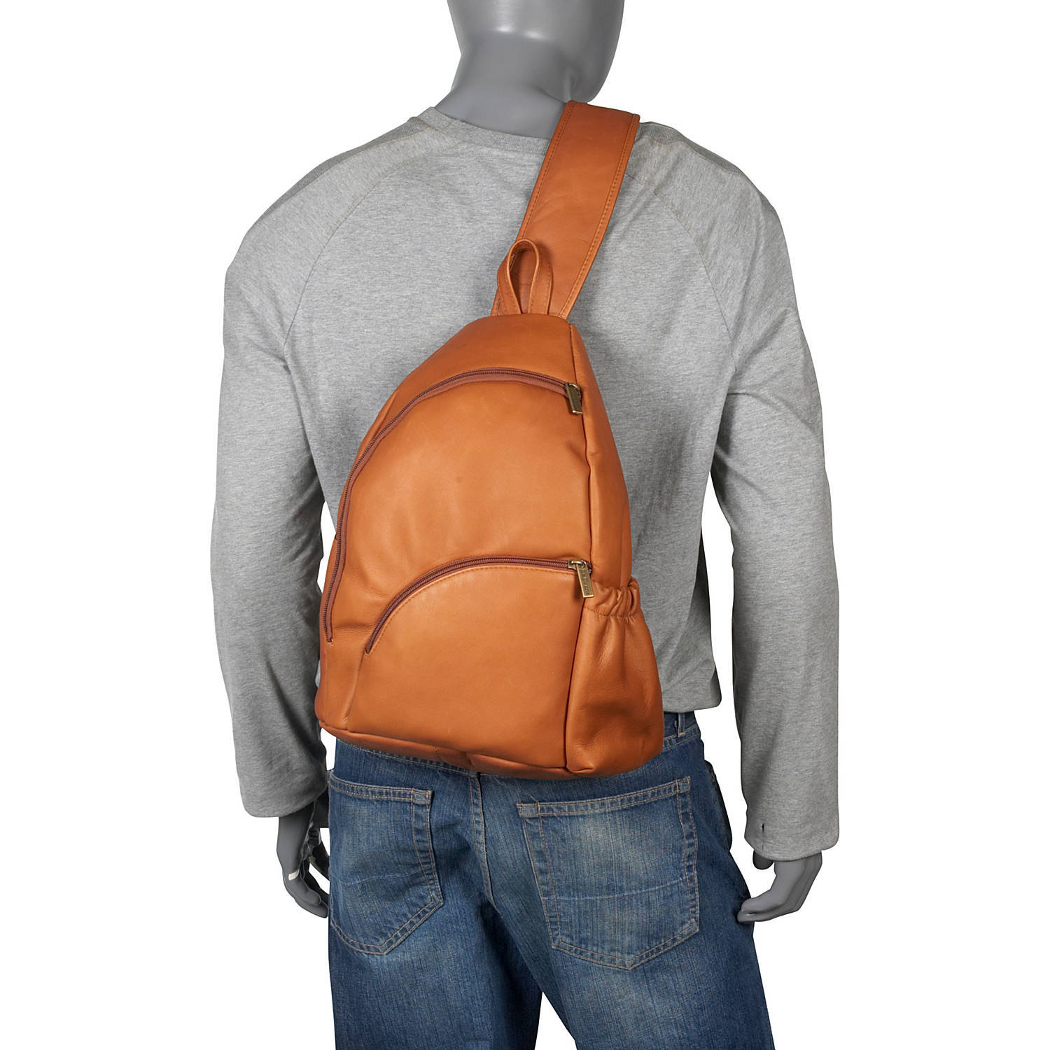 Le Donne Leather Two Zip Sling Pack LD-2012 - image 2 of 5