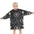 thumbnail image 3 of Black White Gothic Cat Skull Key Pattern Blanket Hoodies for Kids 6-13YR Oversize Wearable Blanket Hoodies for Boys Girls Teens, 3 of 7