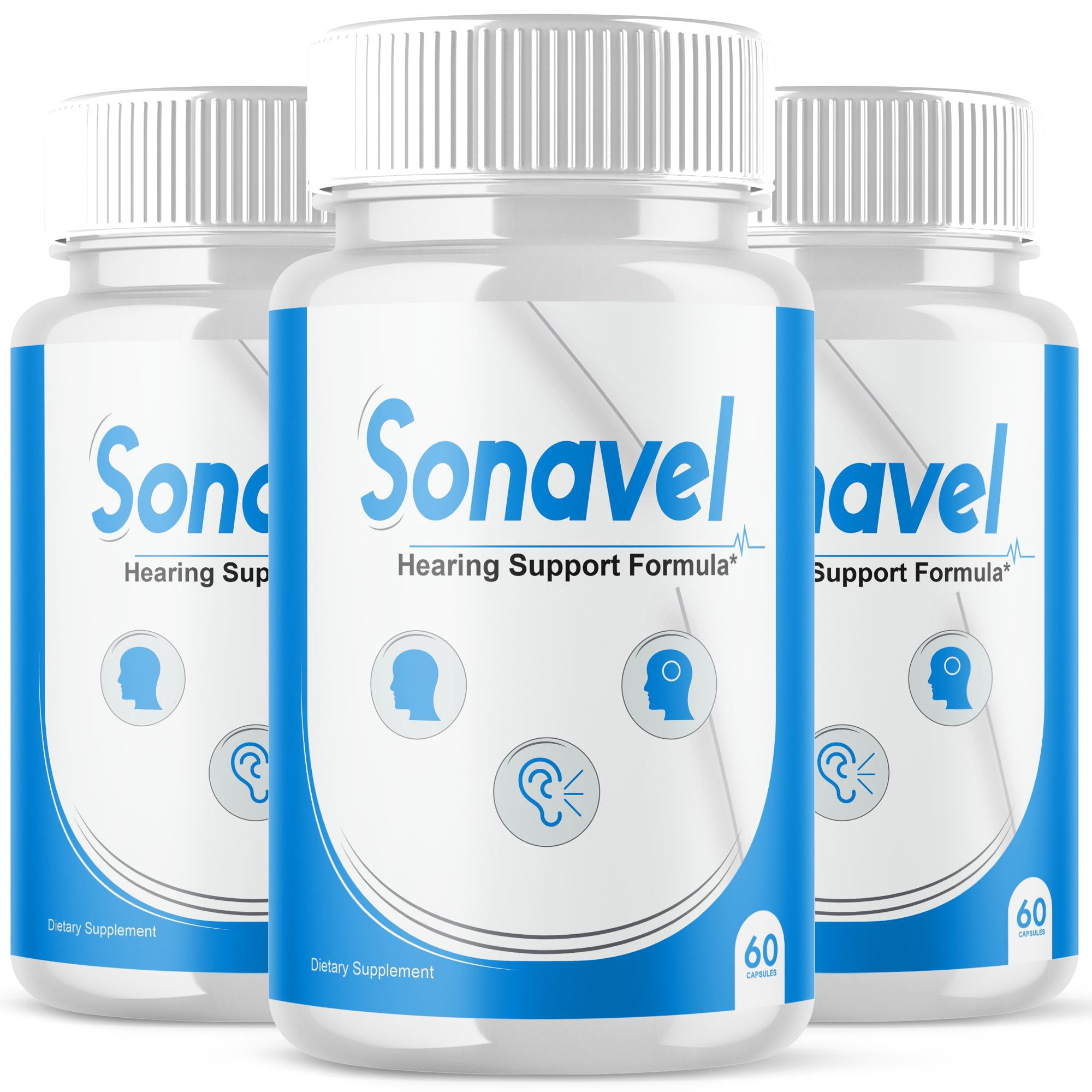 (3 Pack) Sonavel Supplement Pills- For Hearing Support Tinnitus - Premium Formula - White Color Pills and One Size - 180 Capsules