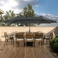 thumbnail image 6 of 15ft Large Patio Umbrella with Solar Lights, Double-Sided Outdoor Market Rectangle Beach Umbrellas with 36 LED Lights, Umbrella Base (Stand) Included, 6 of 8