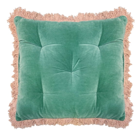 Home Decor Collection Green Fringe Floor Pillow
