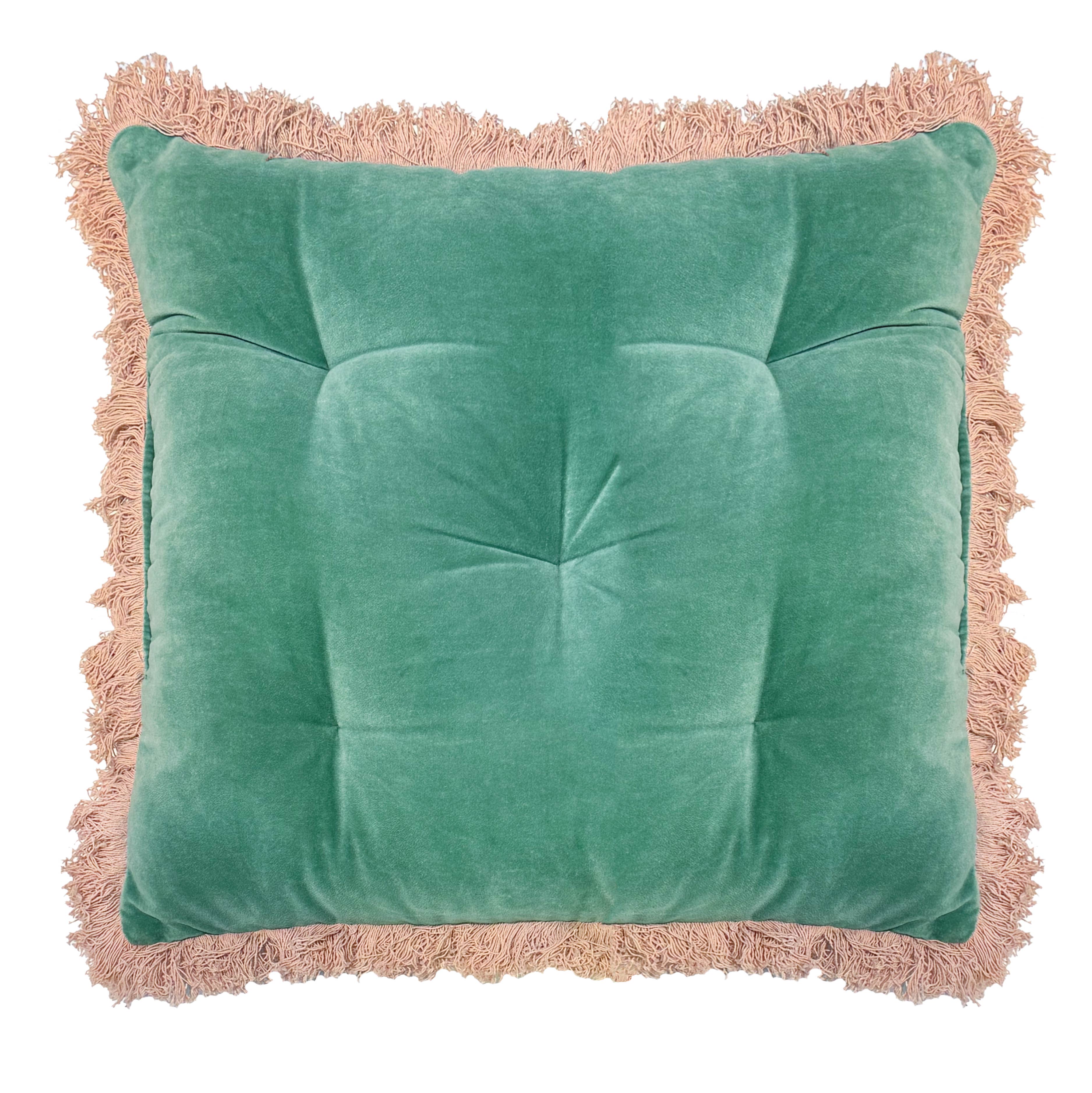 Home Decor Collection Green Fringe Floor Pillow