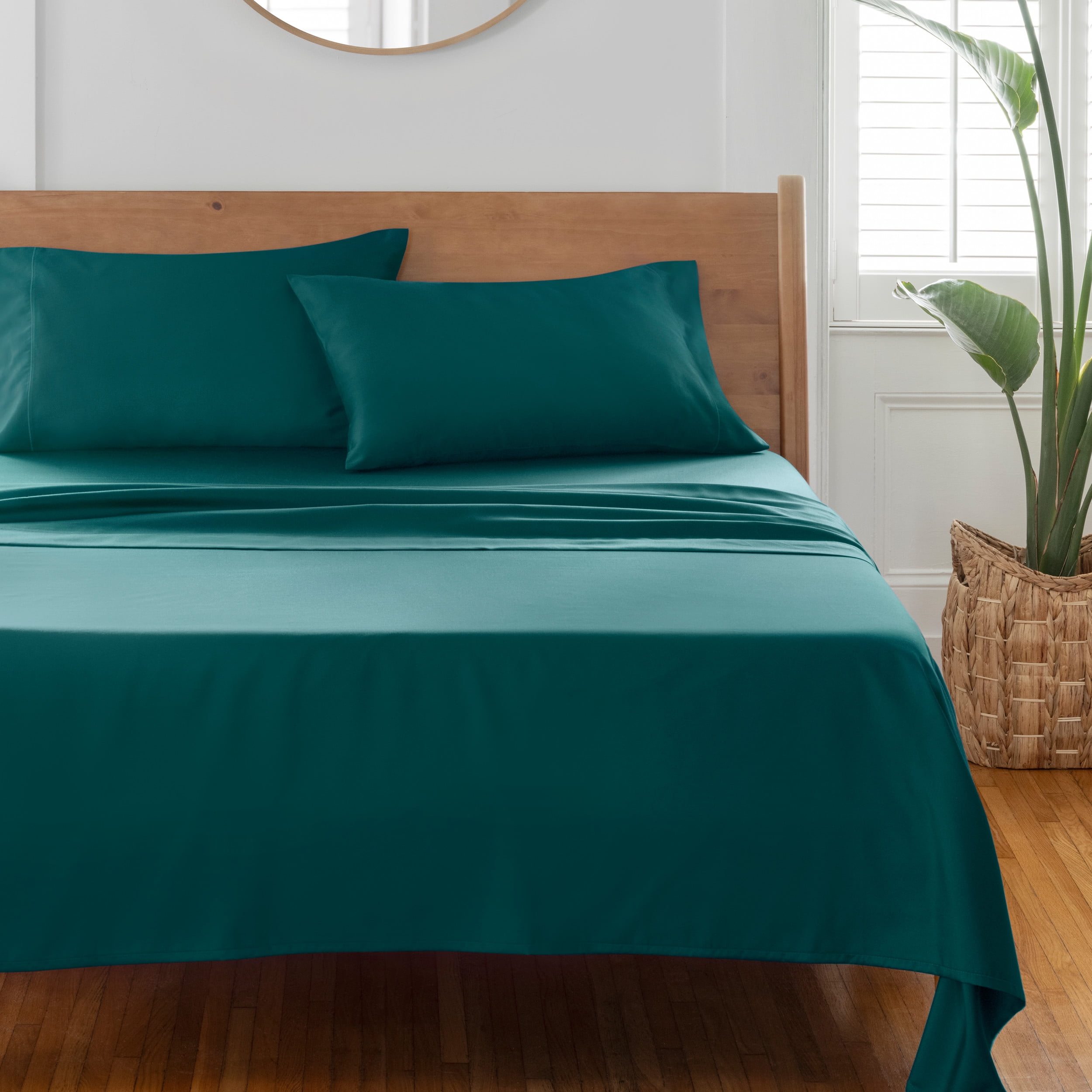 Better Homes & Gardens 400 Thread Count Hygro Cotton Bed Sheet Set, Queen, Teal Rain